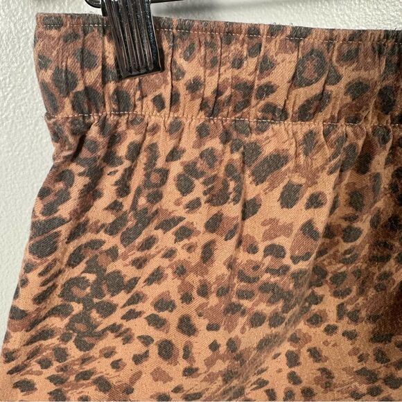 Aerie Brown Leopard Print Ruffle Trim Pajama Flannel Boxer Shorts Size Medium - Picture 13 of 16